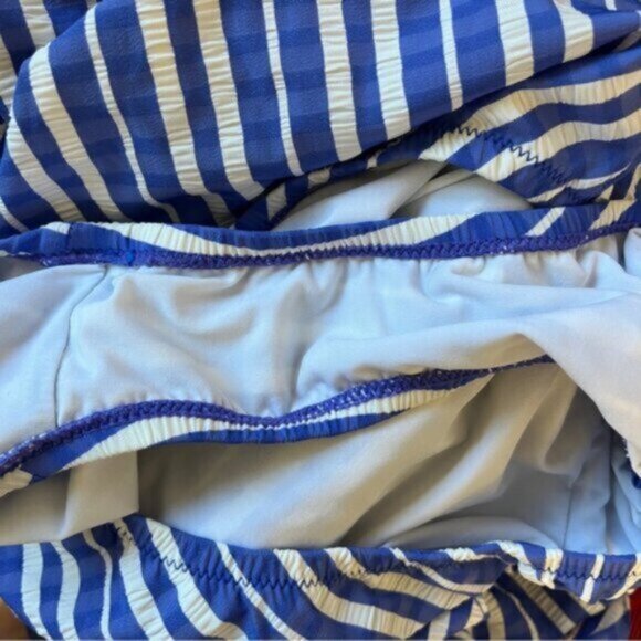 J. Crew Ruffle Bandeau One-Piece Swimsuit Puckered Stripe - Picture 5 of 9